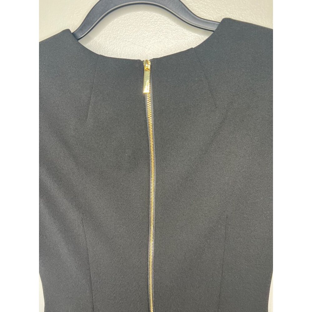 Calvin Klein Womens Black Crepe Ruffle Sleeve Sheath Dress  Size 8 - Picture 7 of 15